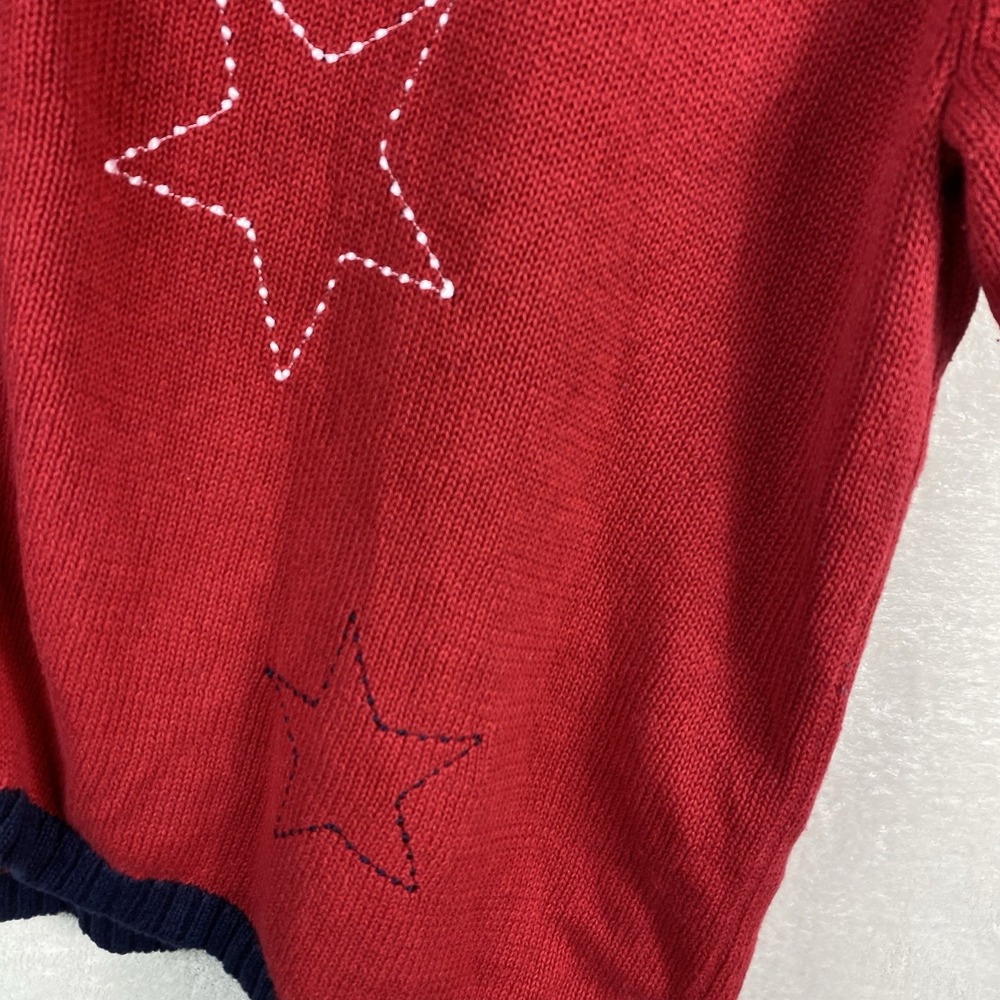 Vtg Norton Studio Short Sleeve Cardigan Sweater Patriotic Red Blue Stars Size XL - Picture 4 of 7